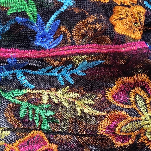 Colorful Embroidered Sheer Kimono - Picture 7 of 7